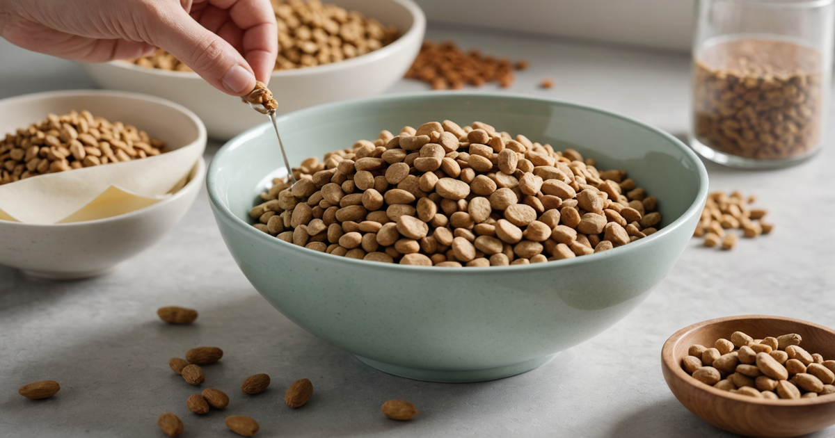 A bowl of freeze-dried pet food being rehydrated