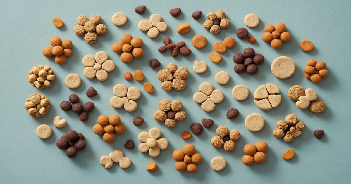 A variety of freeze-dried dog treats displayed attractively
