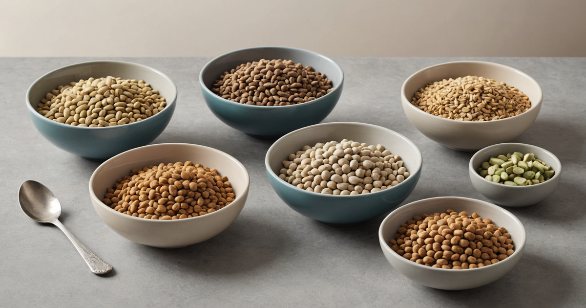 A variety of freeze-dried cat food options displayed in bowls