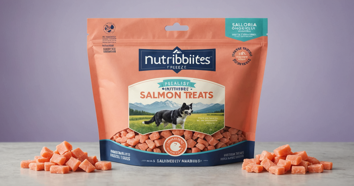 NutriBites Freeze Dried Salmon Treats in the packaging