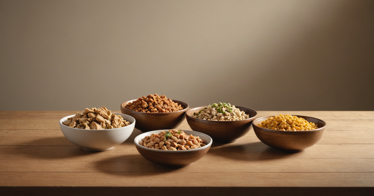 A comparison chart showing nutritional content of freeze dried chicken vs. kibble and canned food
