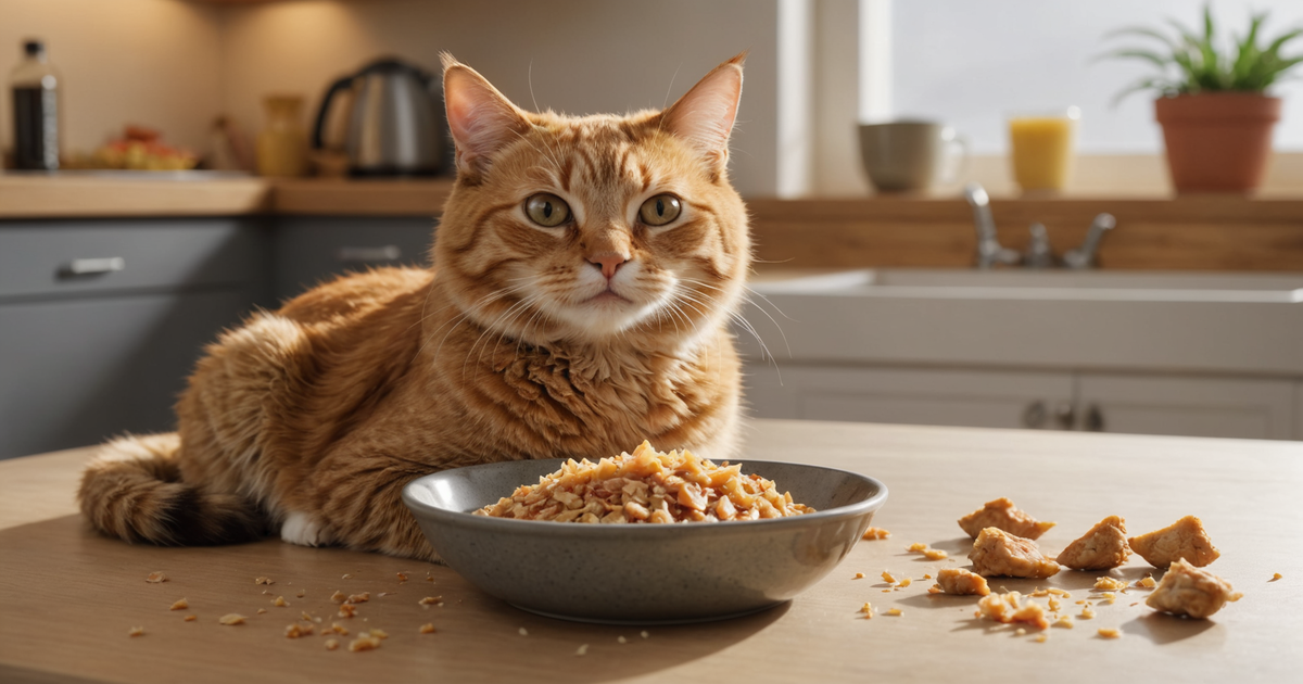 A cat enjoying a bowl of rehydrated freeze dried chicken