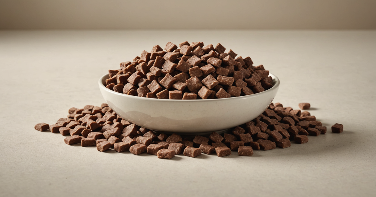 A bowl of freeze dried liver pieces as treats for dogs