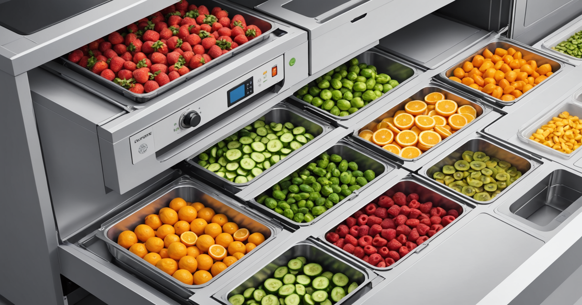 Illustration showing the freeze drying process in stages