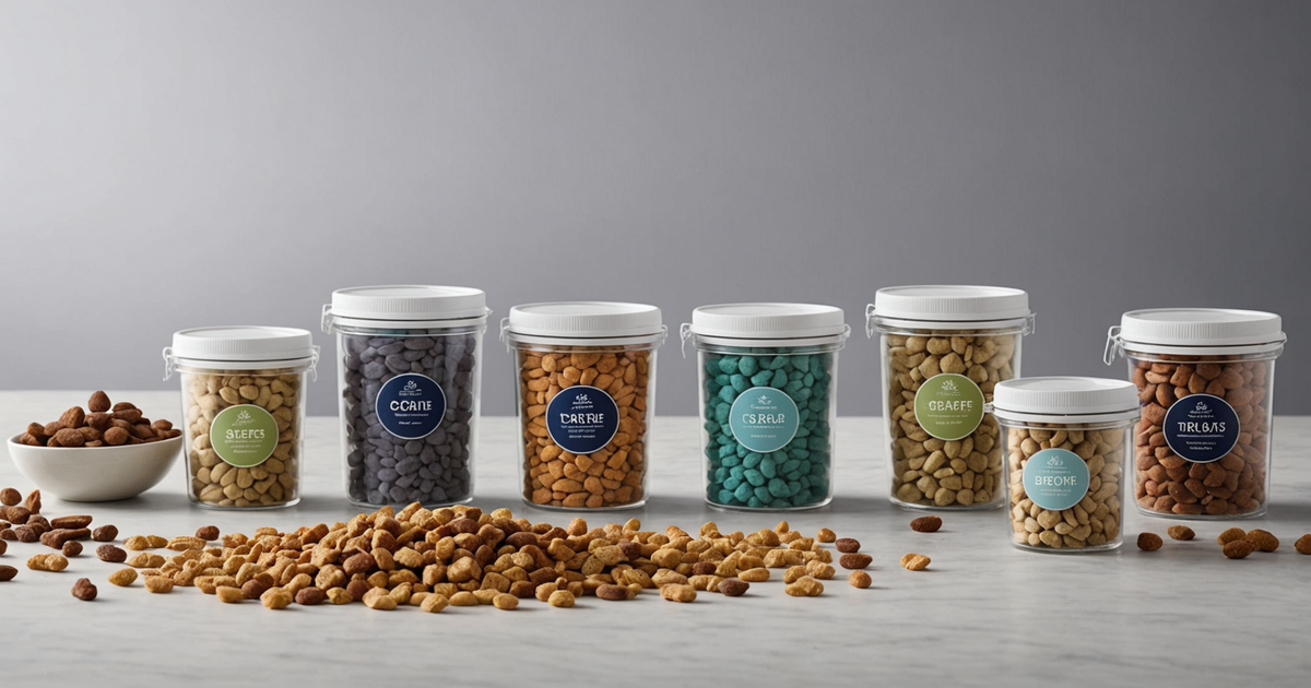 A comparison chart of different freeze dried cat treats with their nutritional values