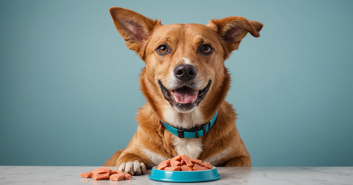 A dog enjoying Nutri Bites freeze dried salmon treats during a training session.