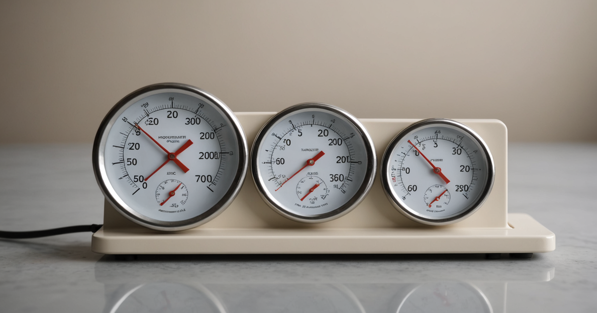 Thermometer and hygrometer in use during freeze drying process