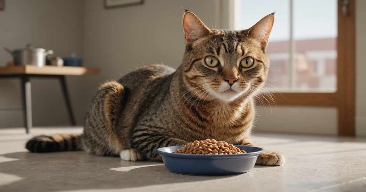 Cat enjoying a meal of Instinct Freeze Dried Cat Food
