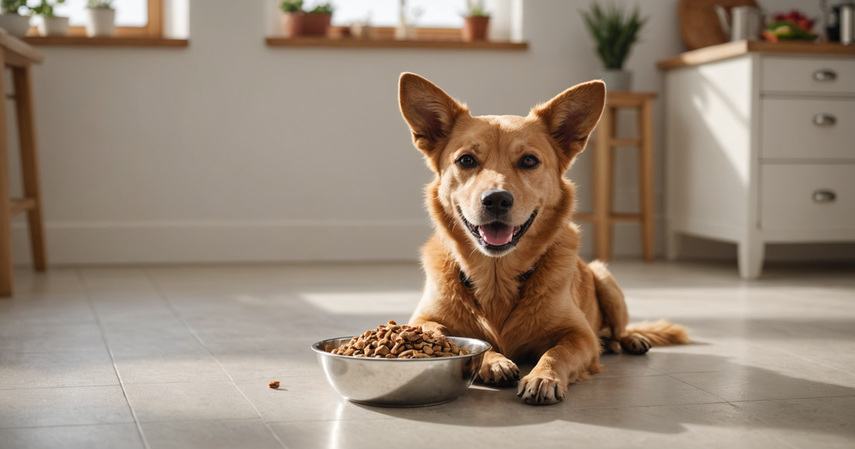 Dog enjoying a bowl of rehydrated freeze dried food