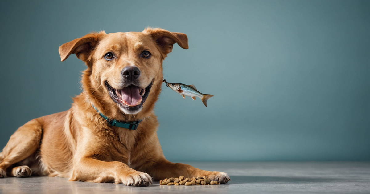 A joyful dog enjoying a freeze dried fish treat