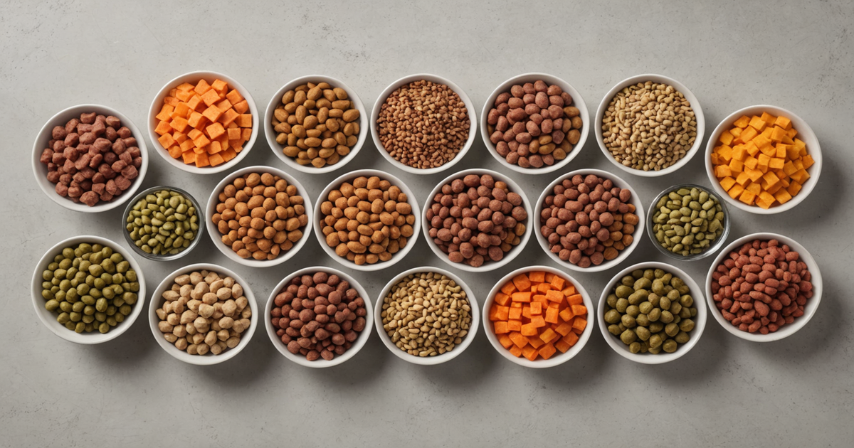 A selection of Steve's freeze dried dog food showing different meat varieties