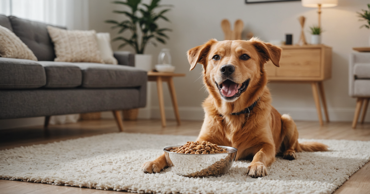 Happy pet enjoying a bowl of rehydrated freeze-dried food