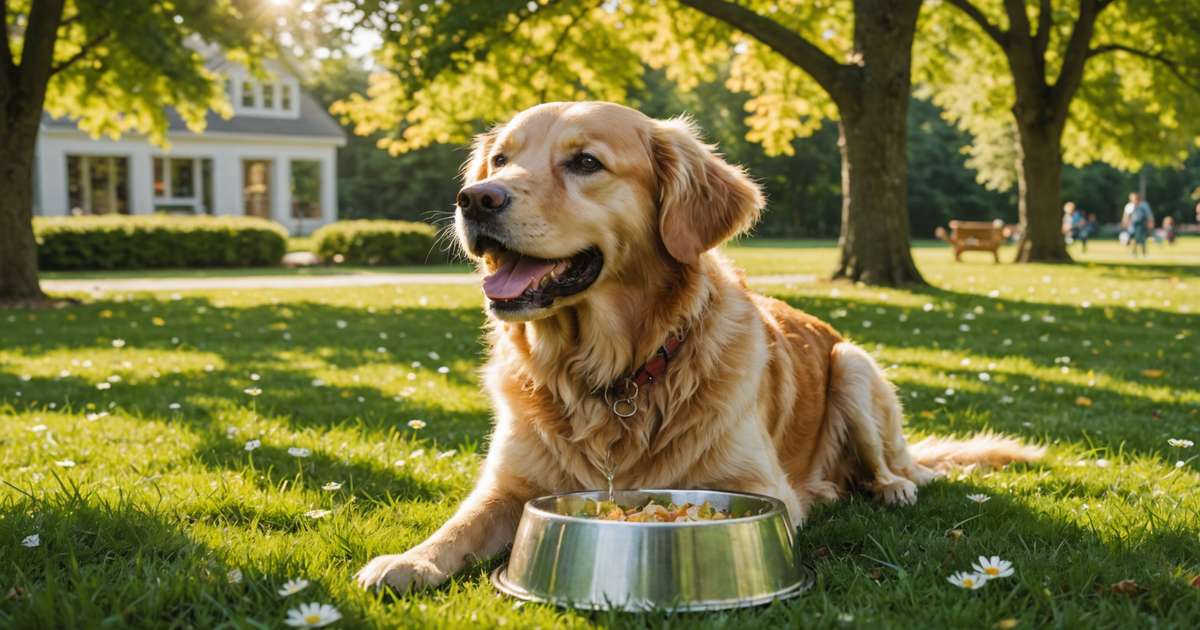 A dog drinking from a freeze bowl in a sunny park setting.
