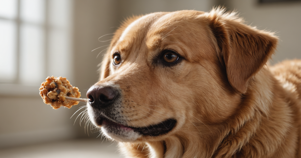 Close-up of a pet enjoying a Pure Bites Freeze Dried Salmon Treat.