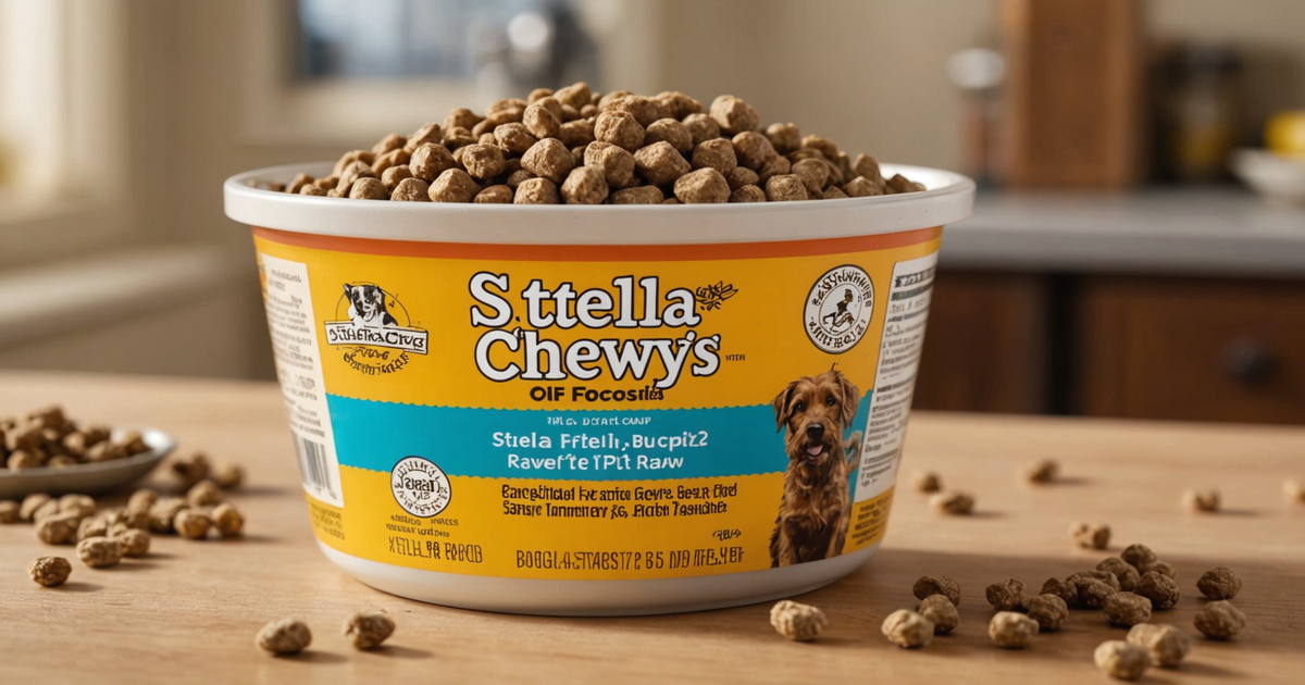 A close-up of Stella & Chewy's freeze-dried raw food, showcasing the texture and ingredients.