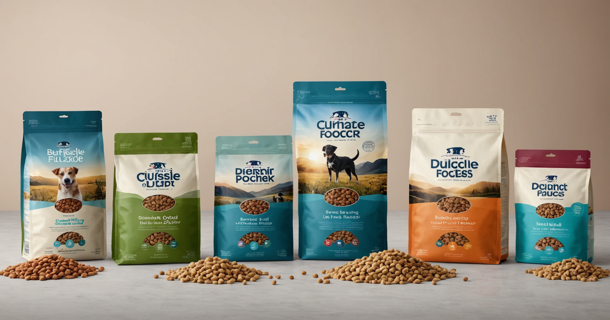 A selection of freeze-dried dog foods