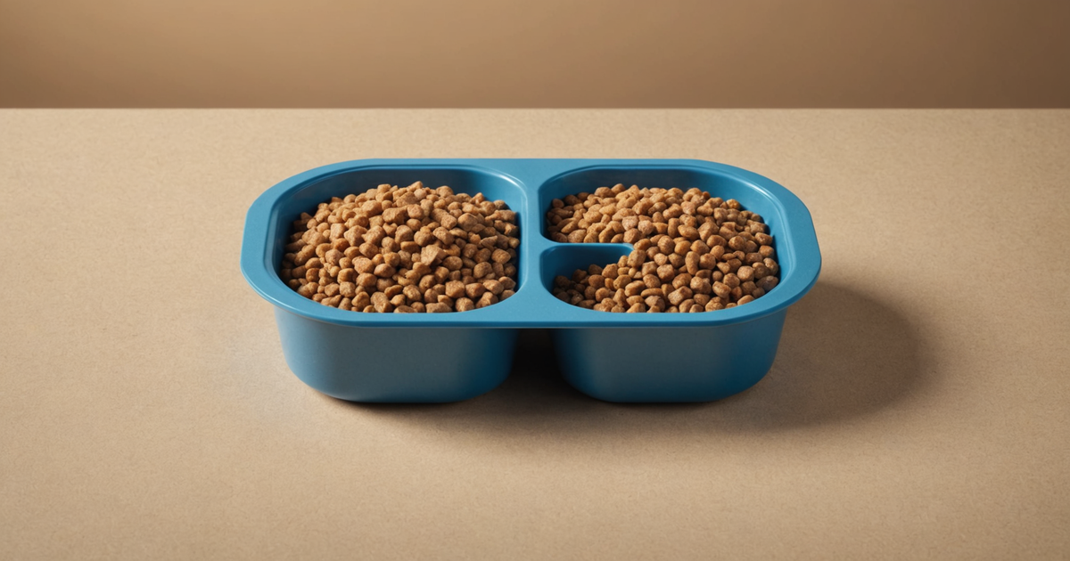 Illustrative image of portioned wet cat food ready for freezing