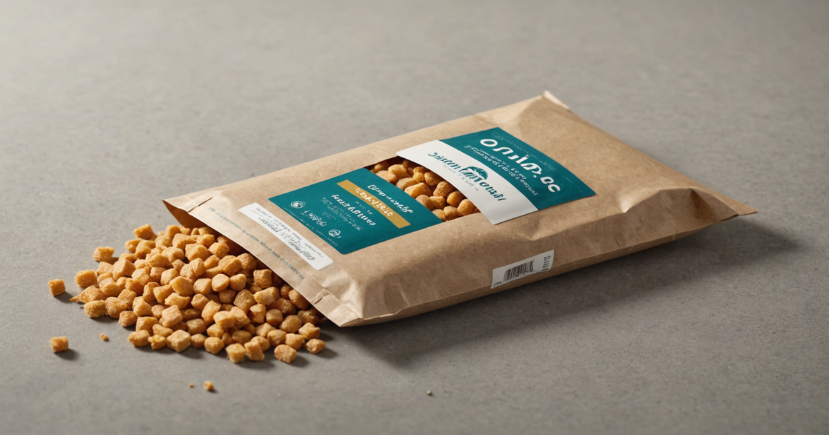 A close-up of a freeze dried food package label highlighting its ingredients and nutritional information.