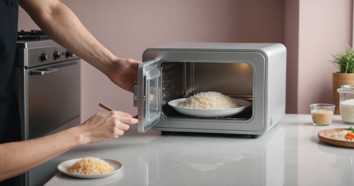 A tray of rice being placed in a freezing chamber