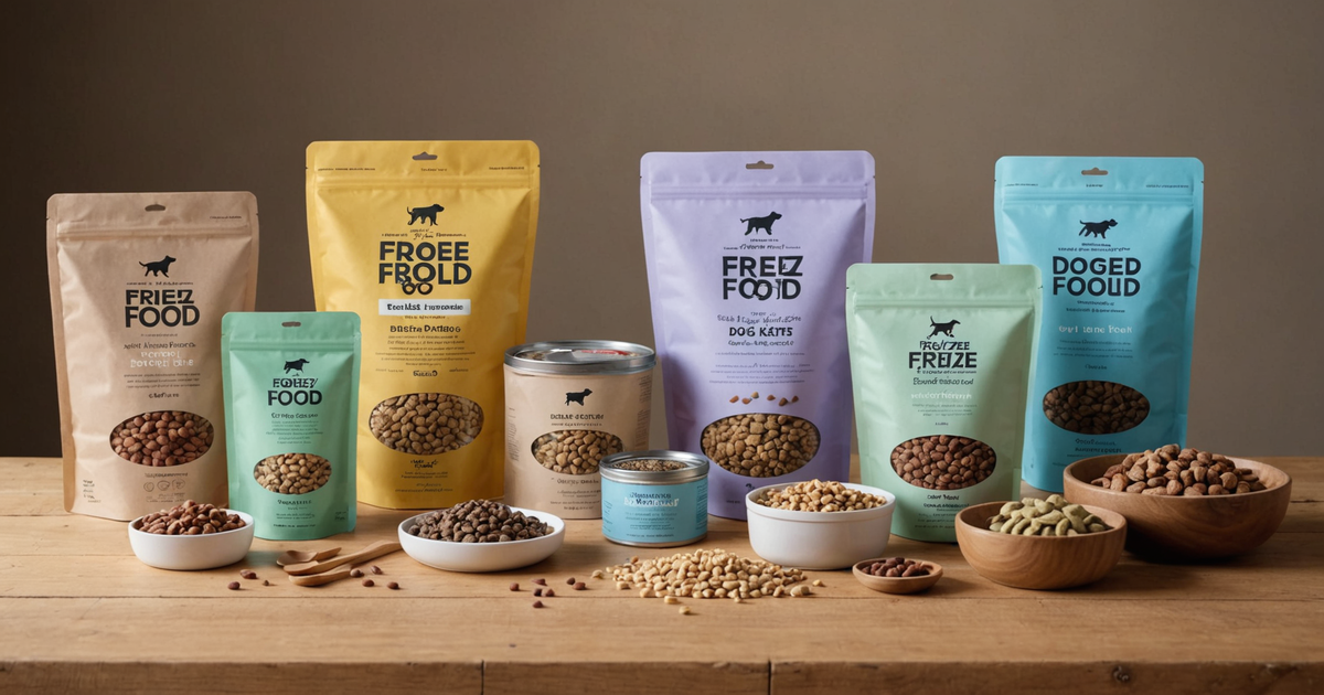 A selection of freeze-dried dog food products
