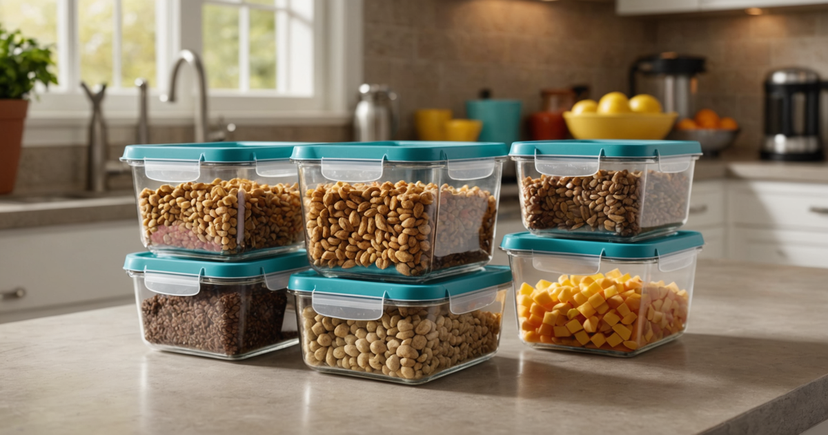 A completed batch of freeze-dried dog food stored in airtight containers.