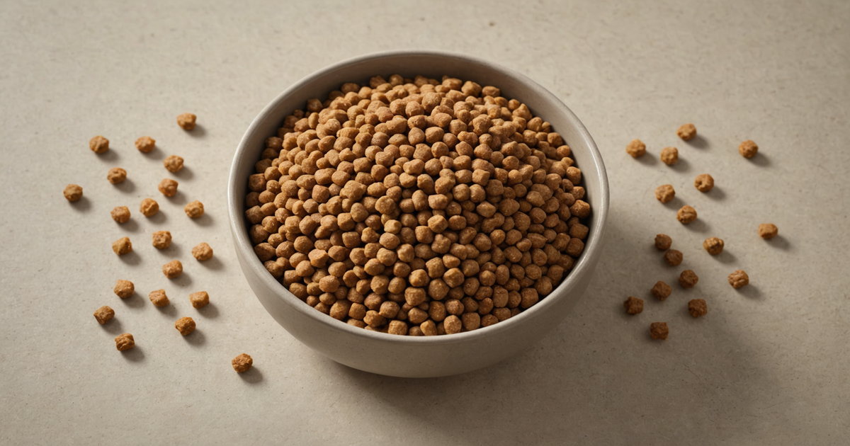 A bowl of Merrick Backcountry Raw Infused dog food, with visible freeze-dried raw pieces