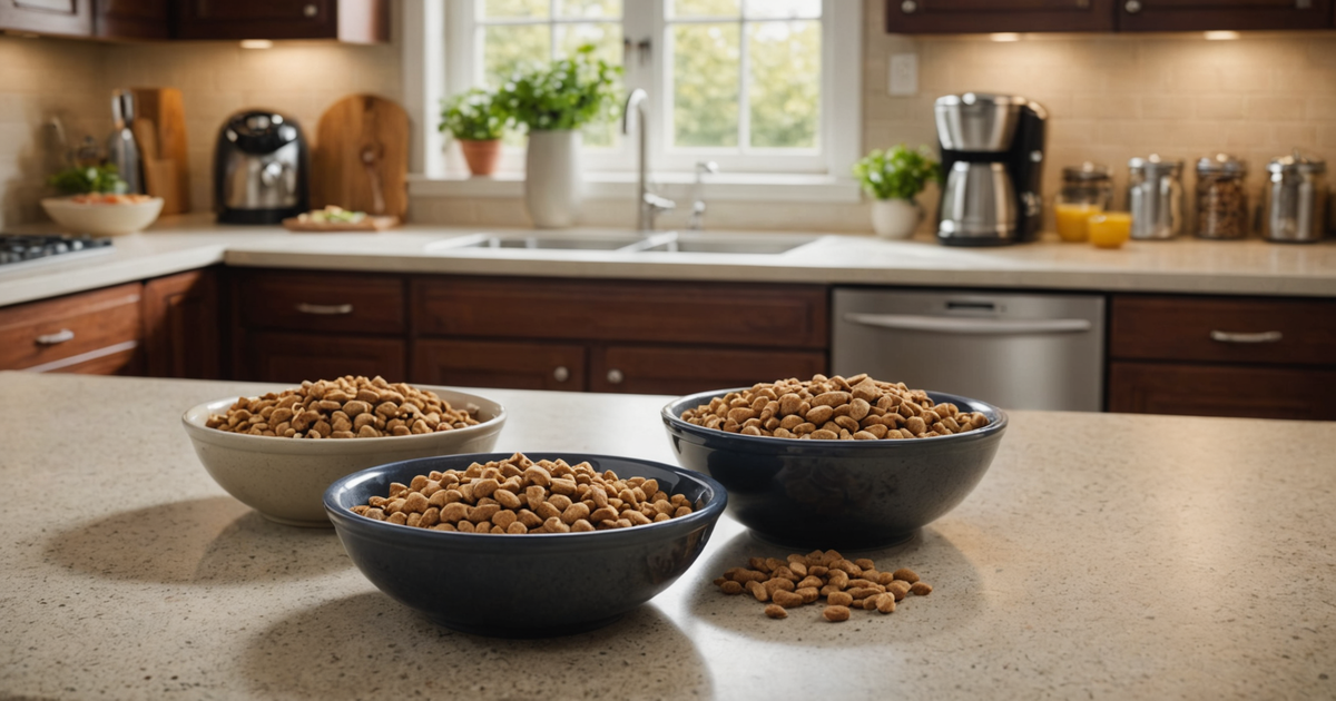 Illustration of the freeze-drying process, showing before and after effects on pet food