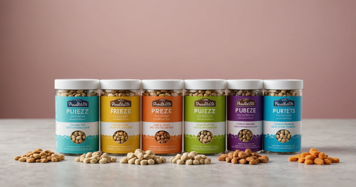 A selection of PureBites Freeze-Dried Cat Treats, showcasing different flavours.
