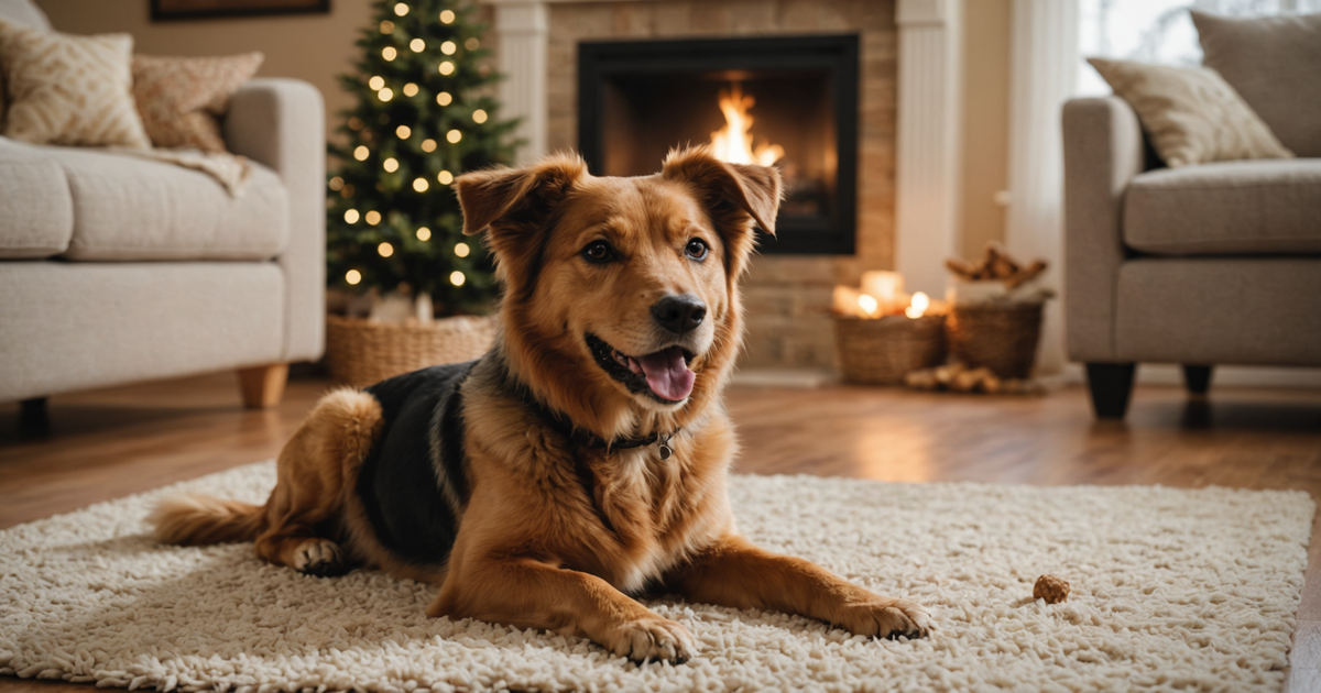A playful image of a dog enjoying a freeze-dried treat at home