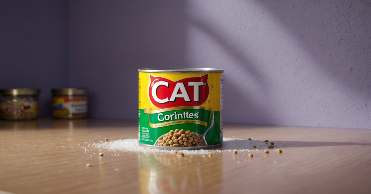 Illustration of the freezing process of canned cat food