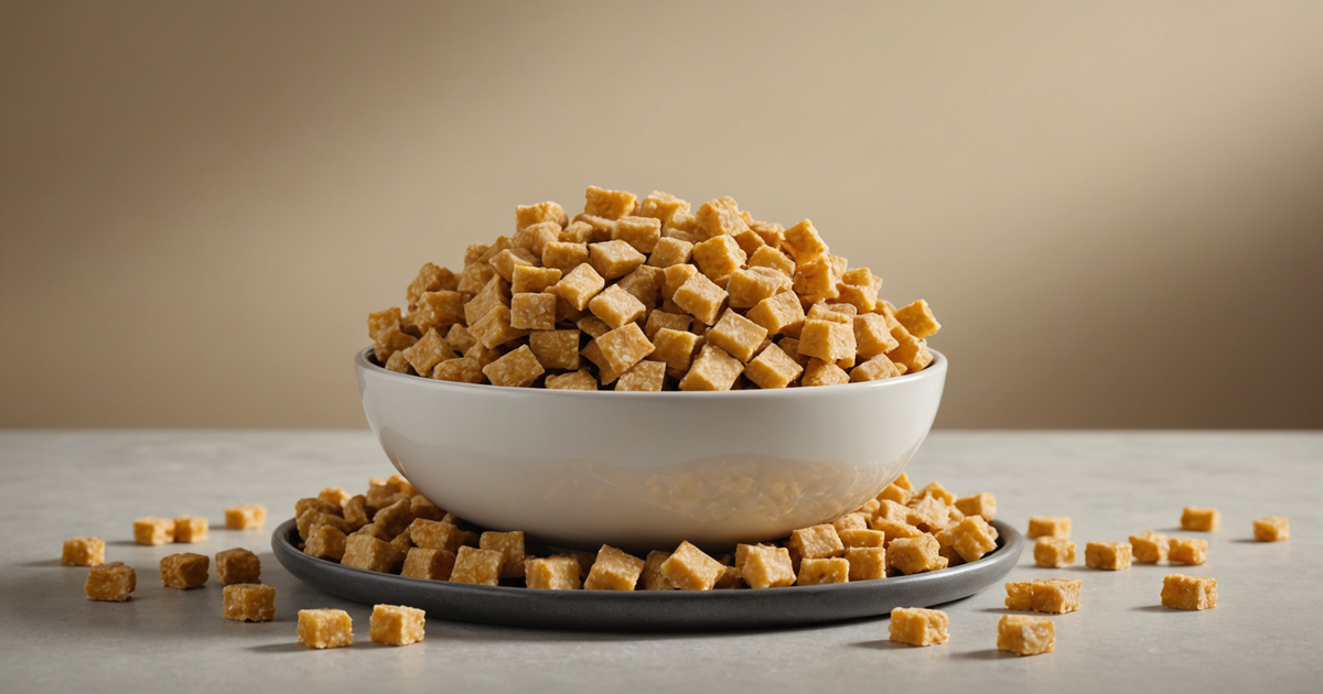A selection of freeze-dried cheese dog treats displayed in a bowl