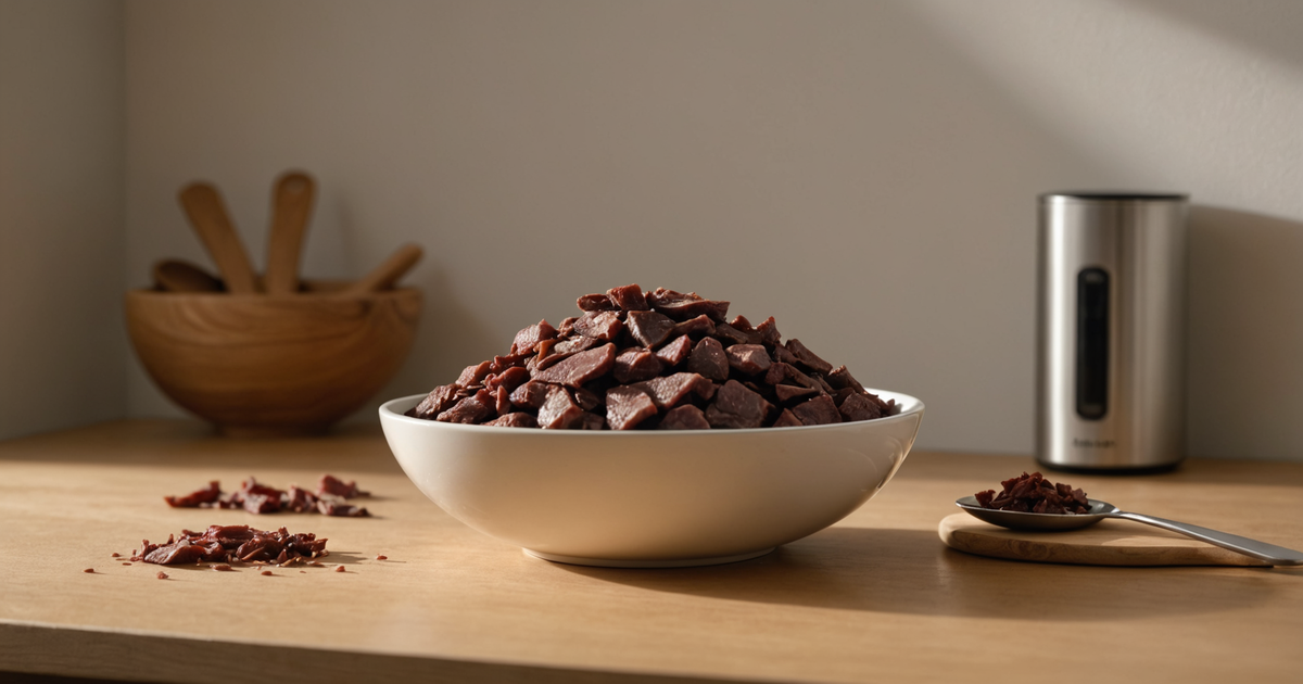 Nutritional breakdown chart of freeze-dried liver, highlighting key vitamins and minerals