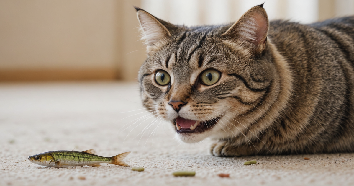 A close-up image of a pet enjoying a freeze-dried minnow