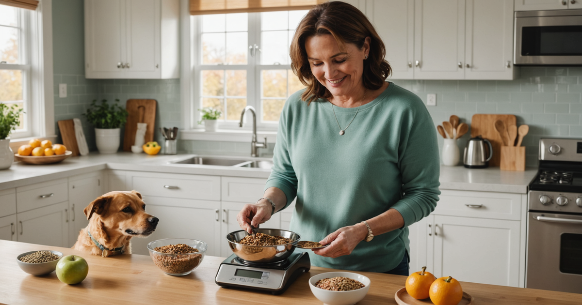 A pet owner preparing freeze-dried dog food