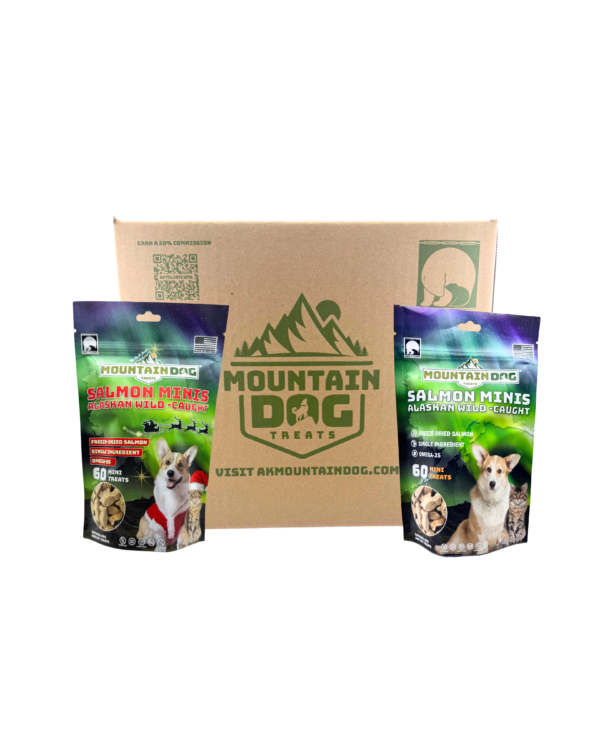 Mountain Dog Christmas Minis & Salmon Minis - 60 pk & 60 pk, Case of 24