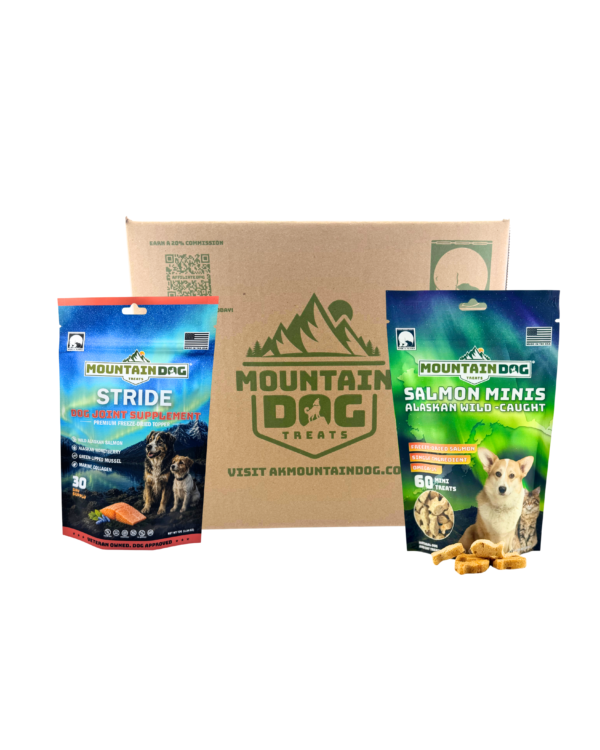 Mountain Dog Stride & Salmon Minis – 60 pack, Case of 24