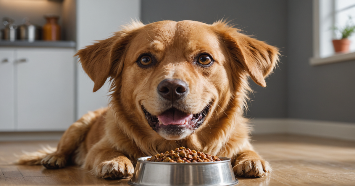 A close-up of a dog eagerly eating a bowl of freshly thawed dog food