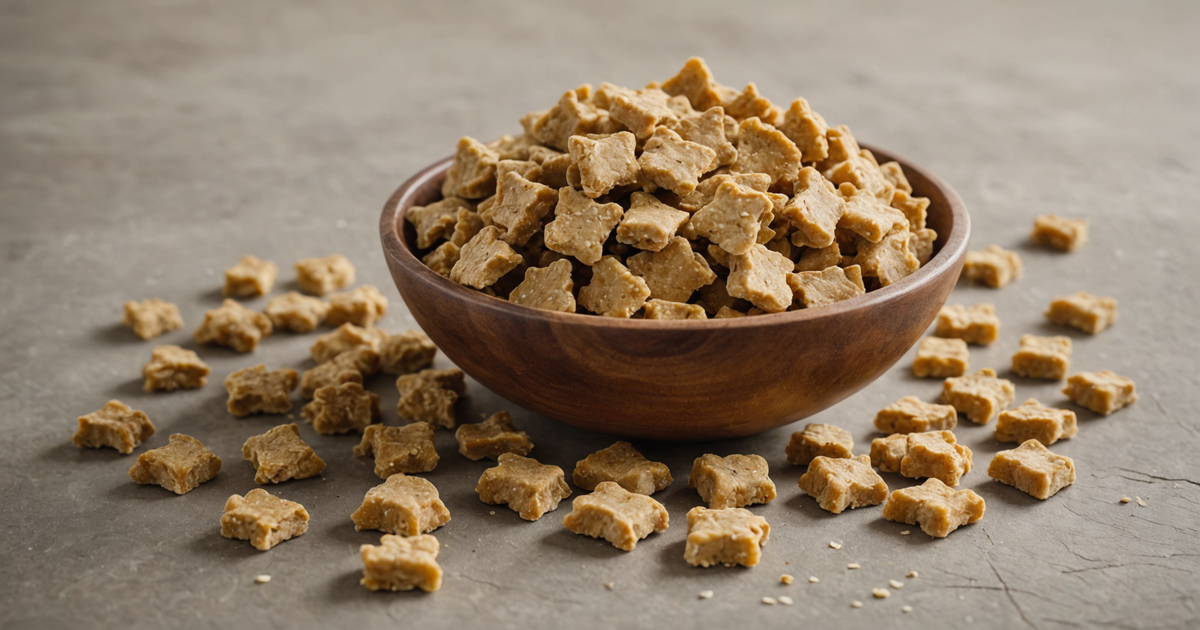 A selection of freeze-dried chicken dog treats displayed in an attractive manner.
