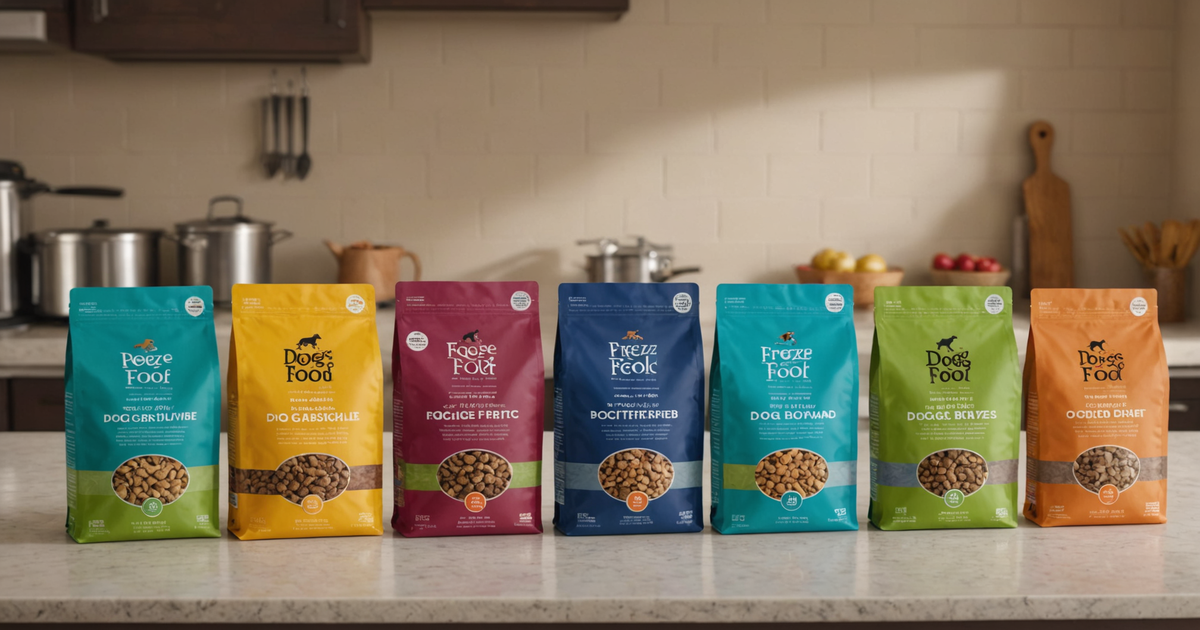 A variety of freeze-dried dog food options