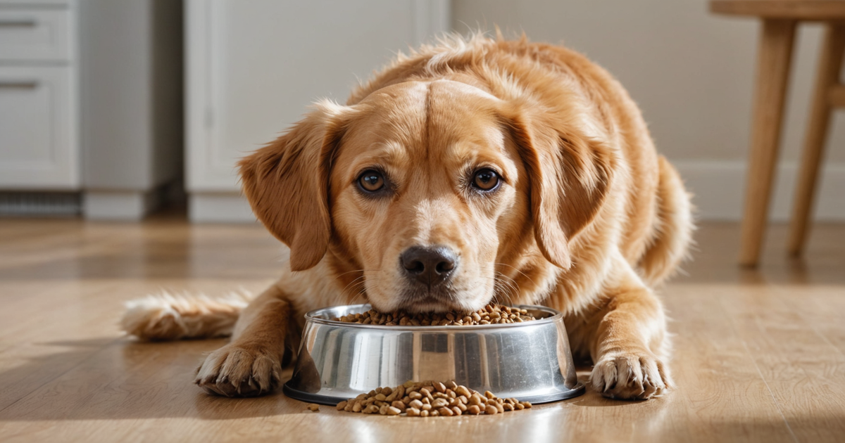 A dog happily eating a bowl of rehydrated freeze-dried kibble