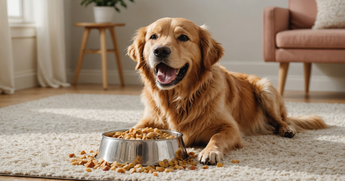 A dog happily eating from a bowl filled with rehydrated freeze-dried food, highlighting the appeal and enjoyment of the meal.