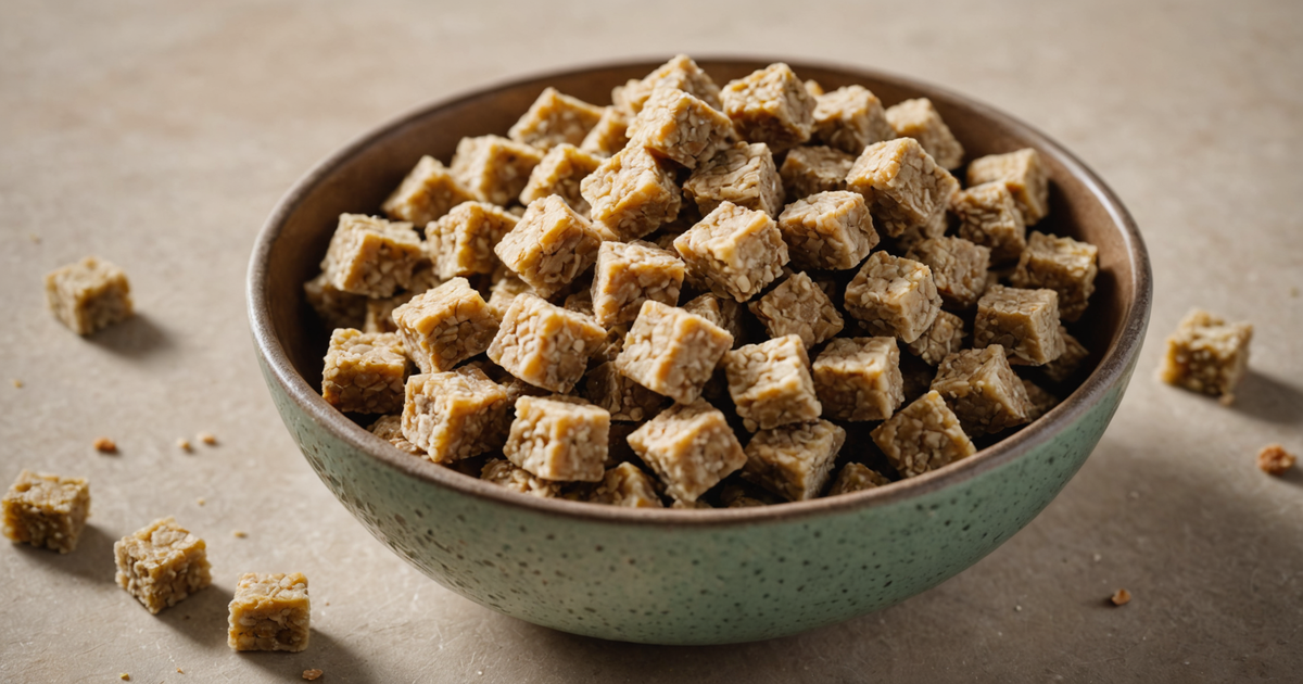 A close-up of freeze-dried lamb treats in a bowl