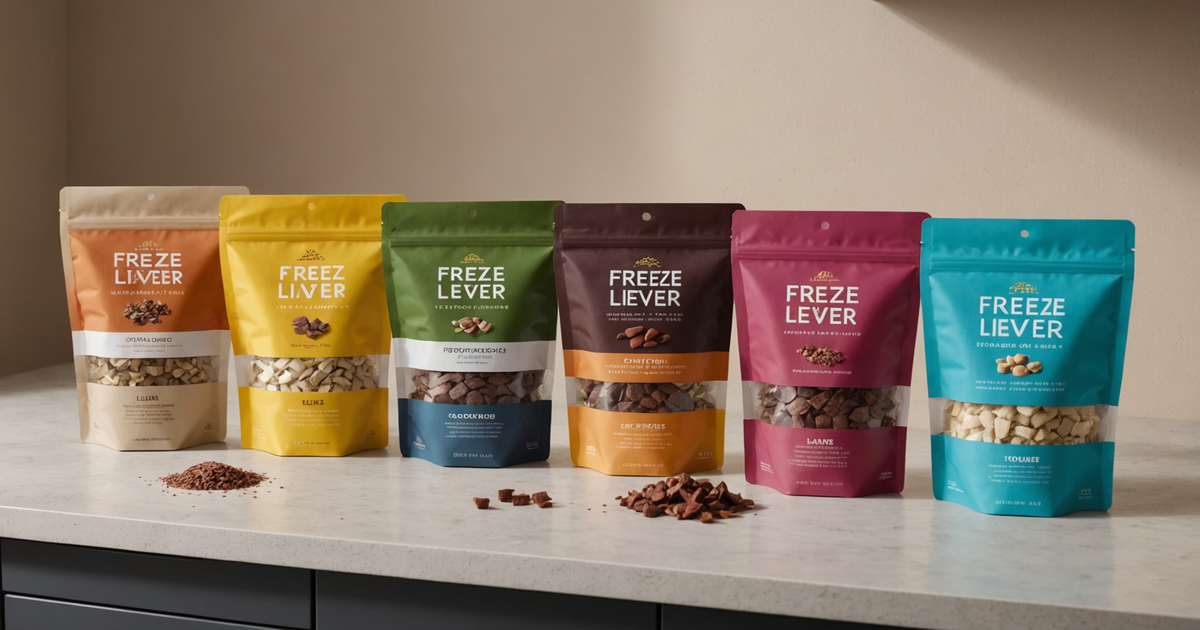 A comparison chart of the nutritional content of different freeze-dried liver brands.