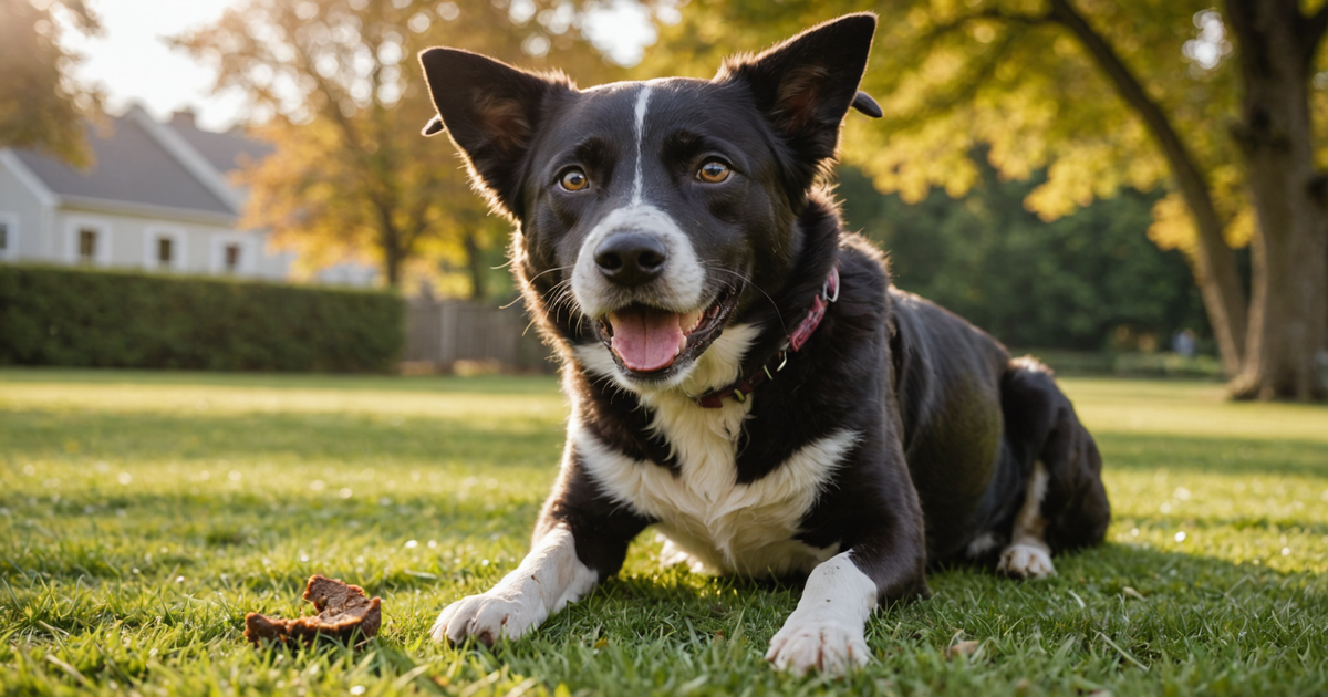 A dog happily receiving a freeze-dried liver treat from its owner.