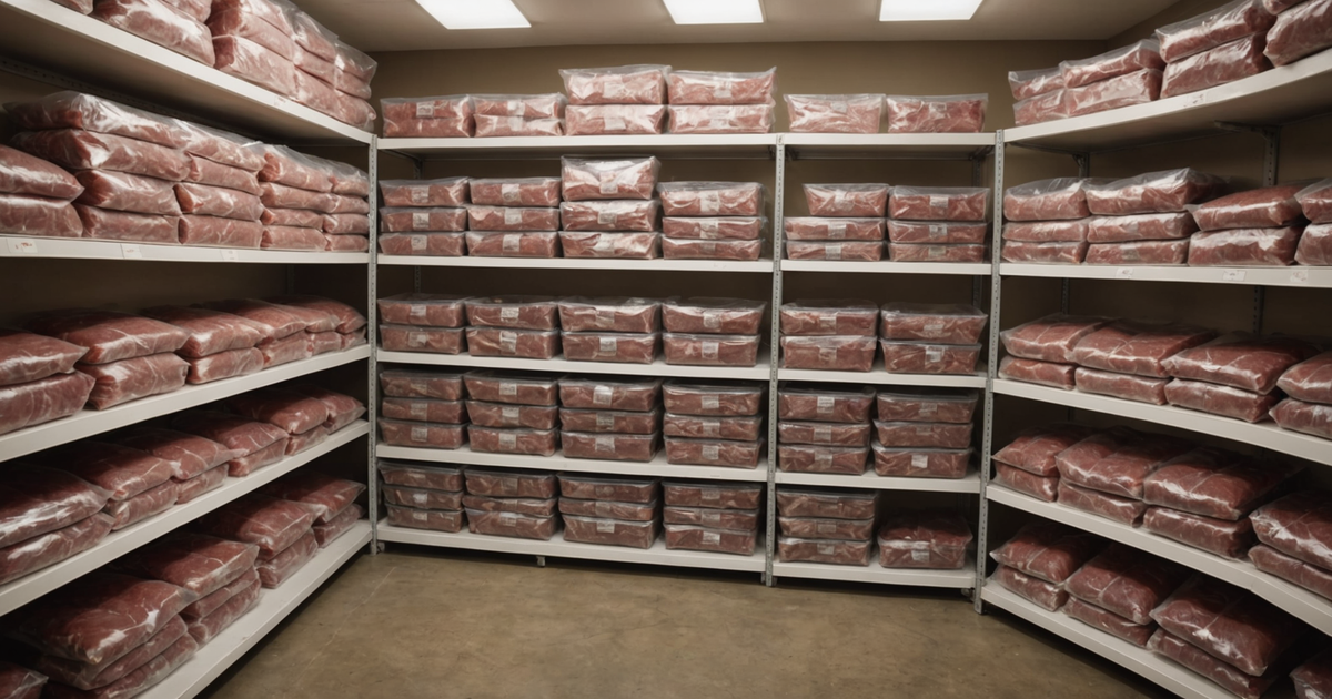 A visual representation of proper storage facilities for freeze-dried meat.