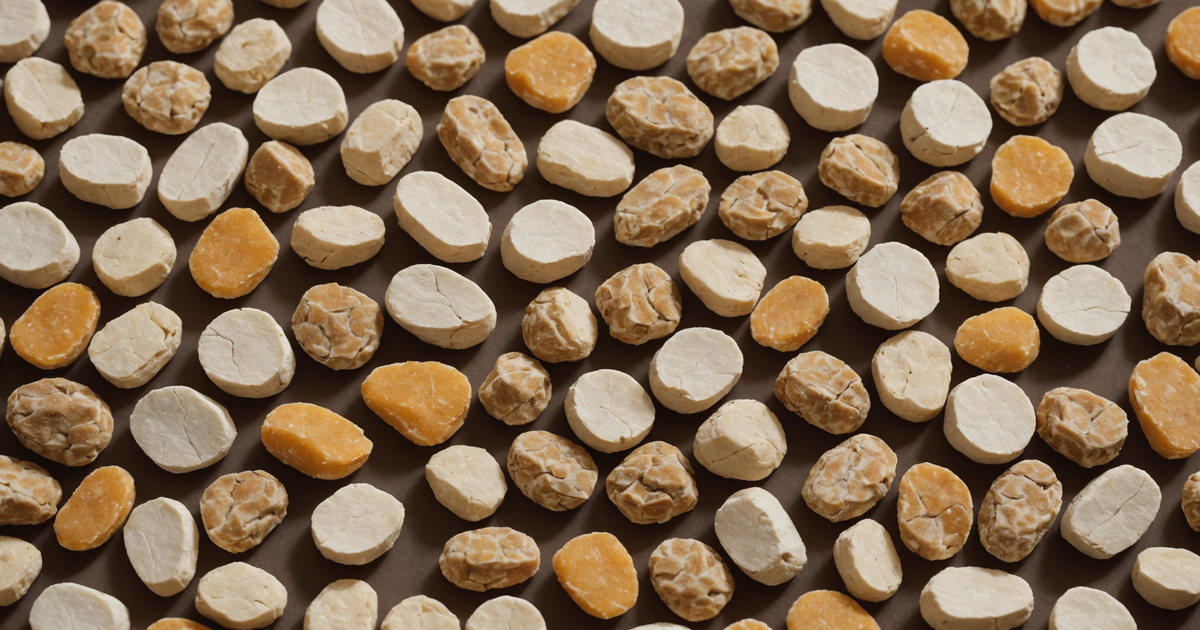 An assortment of freeze-dried rabbit treats in different shapes and sizes