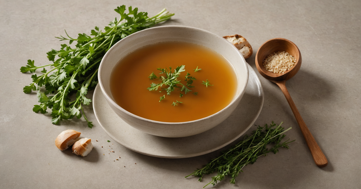 A bowl of rehydrated bone broth ready to be served to a dog