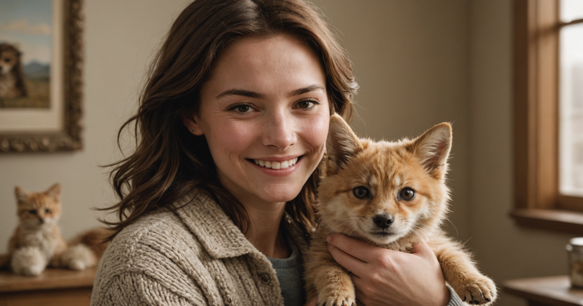 A pet owner gently holding a freeze-dried pet
