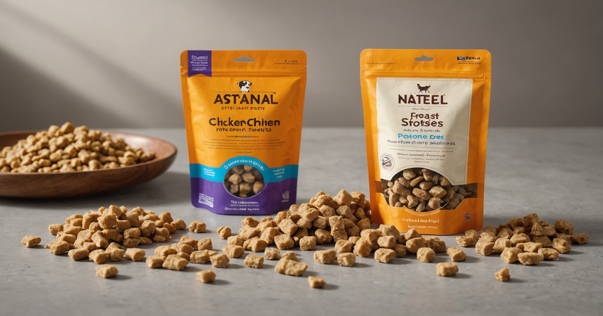 A selection of freeze-dried chicken dog treats