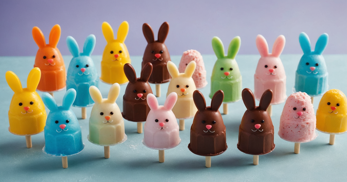 Illustration of a variety of bunny freeze products with ingredient details